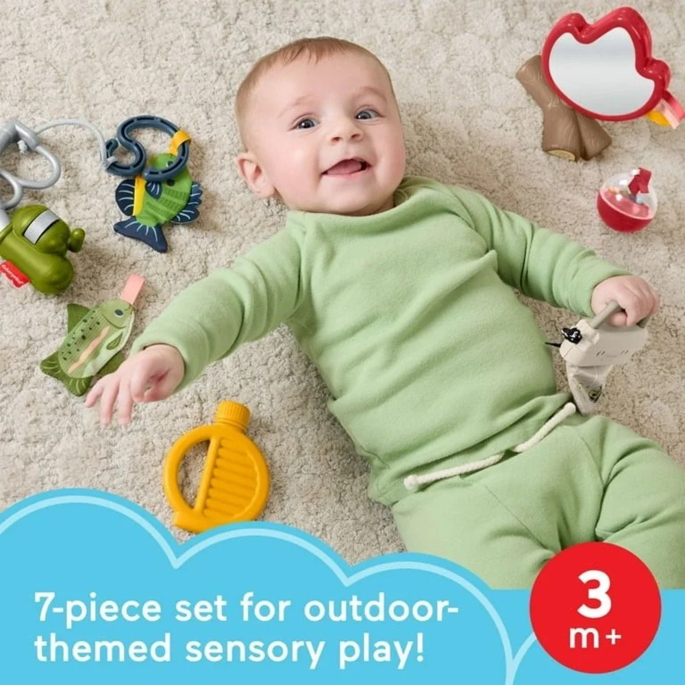 Fisher-Price Camp & Crinkle Gift Set 7-Piece Baby Sensory Toys 3M+ HML54